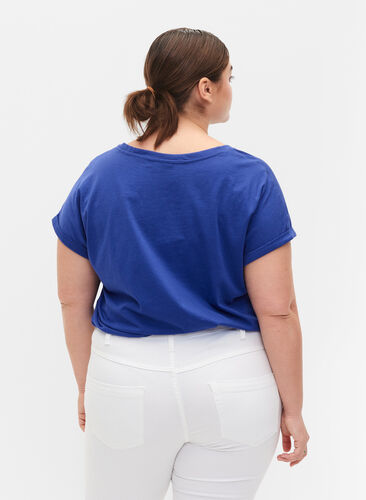 Kortärmad t-shirt i bomullsmix, Royal Blue, Model image number 1