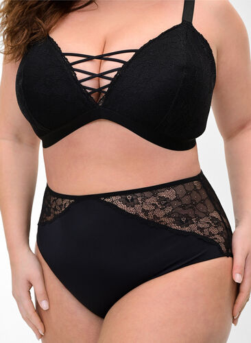 Vadderad spets-bh, Black, Model image number 2