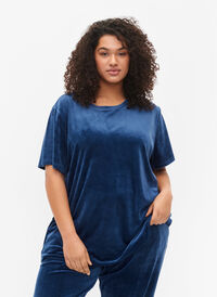 T-shirt i velour, Insignia Blue, Model