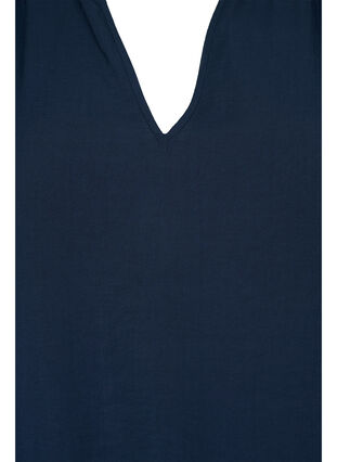 Blus i viskos med långa ärmar och smock, Navy Blazer, Packshot image number 2