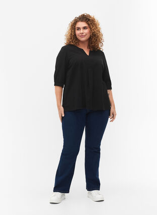 FLASH – Bomullsblus med halvlånga ärmar, Black, Model image number 2