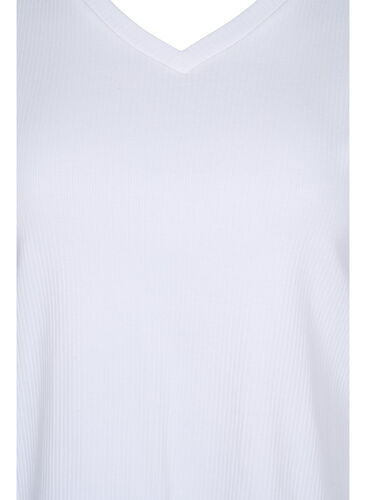 Ribbad t-shirt i bomull, Bright White, Packshot image number 2