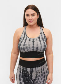 Seamless sport-bh med korslagda band, Black Tie Dye, Model