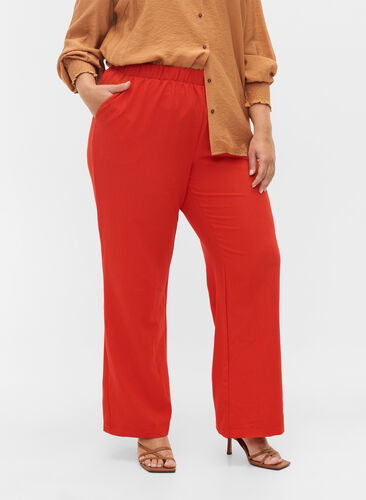 Lösa byxor med resår, Fiery Red, Model image number 2