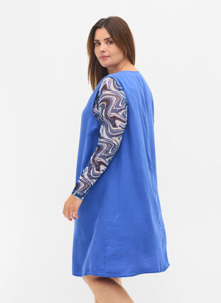 Spencerklänning med v-ringad hals, Dazzling Blue, Model image number 1
