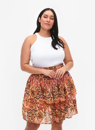 Mönstrad kjol med smock, Colorful Ethnic, Model image number 0