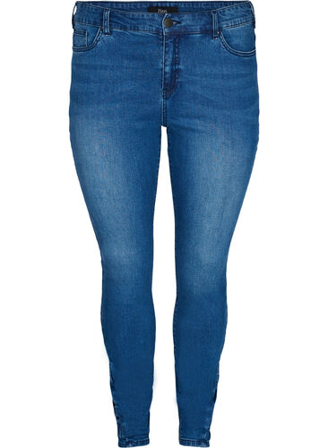 Super slim Amy jeans med rosett, Dark blue, Packshot image number 0