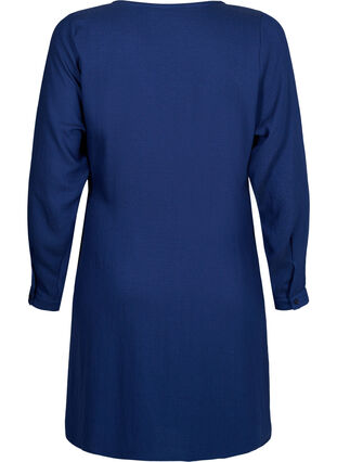 Långärmad viskosklänning med omlottlook, Medieval Blue, Packshot image number 1