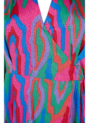 Tryckt omlottklänning med långa ärmar, Colorfull Art Print, Packshot image number 2