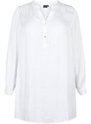 Viskos tunika med ton-i-ton mönster, Bright White, Packshot image number 0