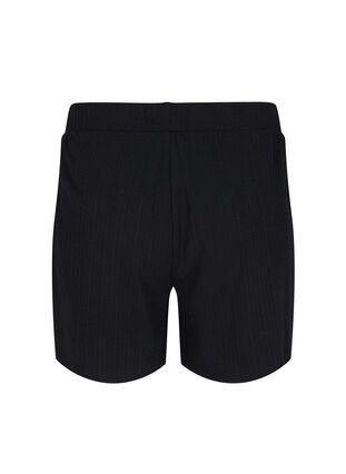 Lösa shorts i tyg med struktur, Black, Packshot image number 1