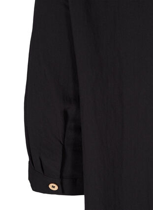 V-ringad blus i viskos med knappar, Black, Packshot image number 3