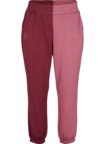 Sweatpants med colour block, Red Mahogany/RoseBr., Packshot image number 0