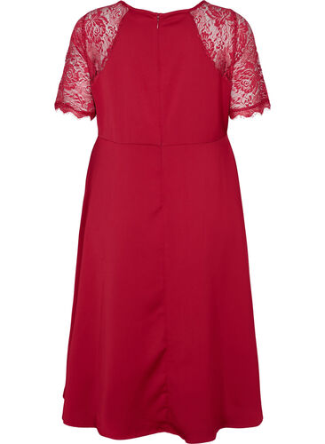 Midiklänning med korta spetsärmar, Rhubarb, Packshot image number 1