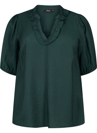 Blus i viskos med puffärm och volanger, Scarab, Packshot image number 0