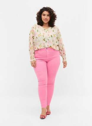 Högmidjade Amy jeans med super slim passform, Rosebloom, Model image number 0