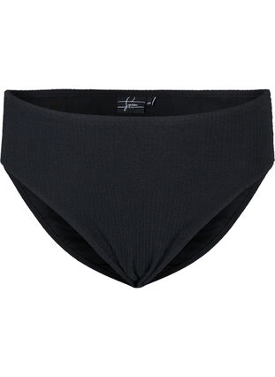 Crêppad bikinitrosa med hög midja, Black, Packshot image number 0