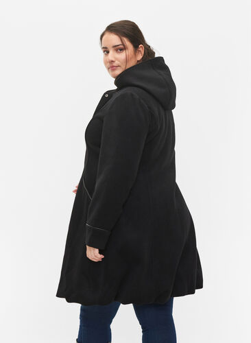 Jacka i ull och huva, Black Solid, Model image number 1