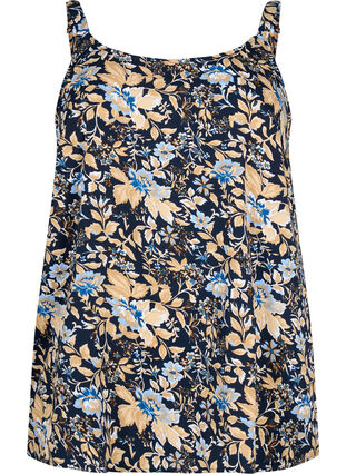 FLASH - Topp med tryck, Brown Blue Flower, Packshot image number 0