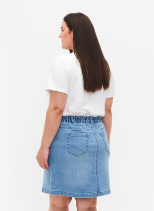 Denimkjol med a-linjeformad passform, Light blue denim, Model image number 1