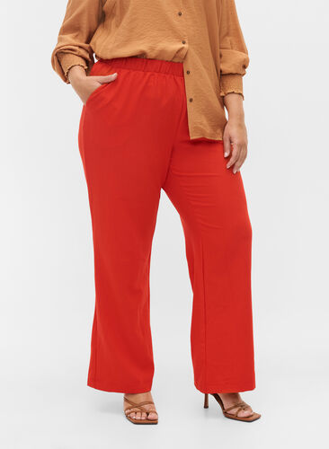 Lösa byxor med resår, Fiery Red, Model image number 3