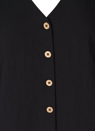 V-ringad blus i viskos med knappar, Black, Packshot image number 2