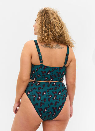 Bikinitrosa med hög midja, Teal Leopard, Model image number 1