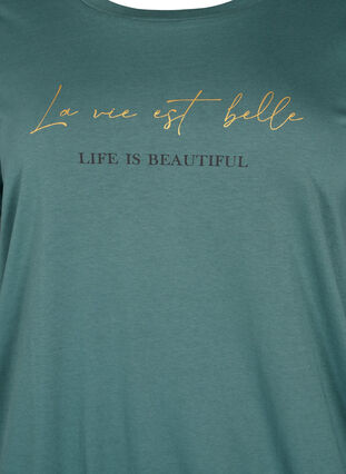 Kortärmad t-shirt i bomull med resårkant, Sea Pine W. Life, Packshot image number 2