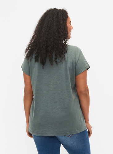 T-shirt i bomull med tryck, Balsam Green Leaf, Model image number 1