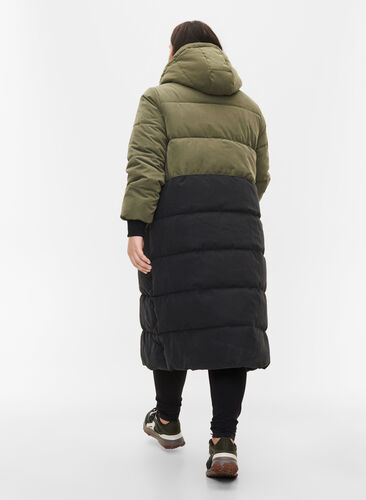 Lång vinterjacka med colour block, Grape Leaf W/Blk, Model image number 1