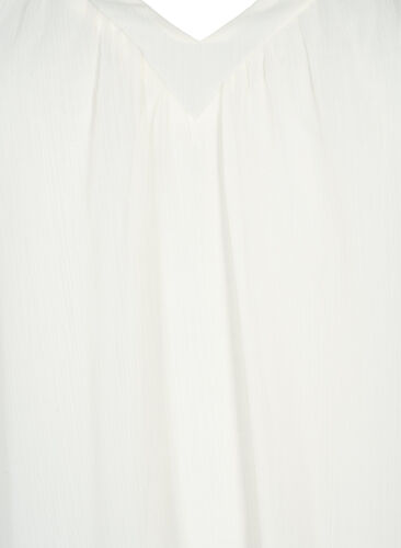 Enfärgad blus med fladdermusärmar och V-ringad hals, Warm Off-white, Packshot image number 2