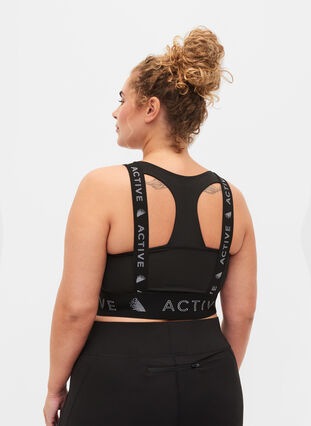 Sport-bh med texttryck, Black, Model image number 1