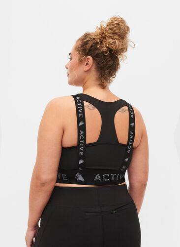 Sport-bh med texttryck, Black, Model image number 1