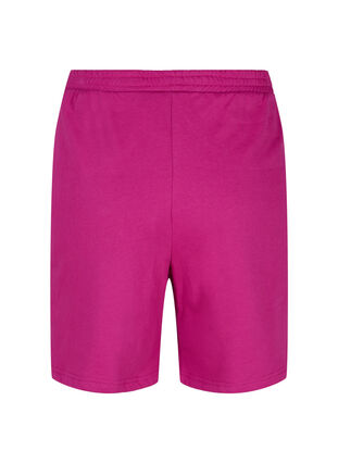 Shorts i sweatshirtmaterial med texttryck, Festival Fuchsia, Packshot image number 1
