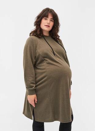 Gravidklänning med huva, Ivy Green, Model image number 0