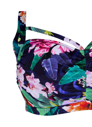 Bikini-bh med drapering och band över bysten, Flower Print, Packshot image number 2