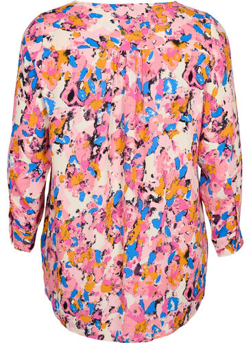 Lång tryckt skjorta i viskos, Rosebloom GraphicAOP, Packshot image number 1