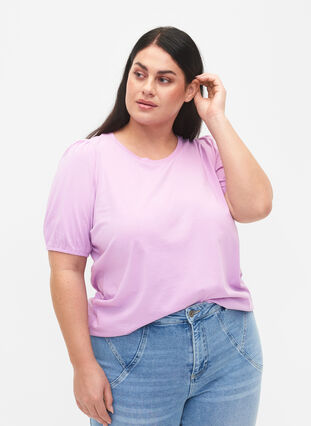T-shirt i bomull med 2/4-ärmar, Lupine, Model image number 0