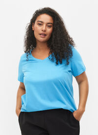 2-pack t-shirt i bomull, Bonnie Blue/Black, Model