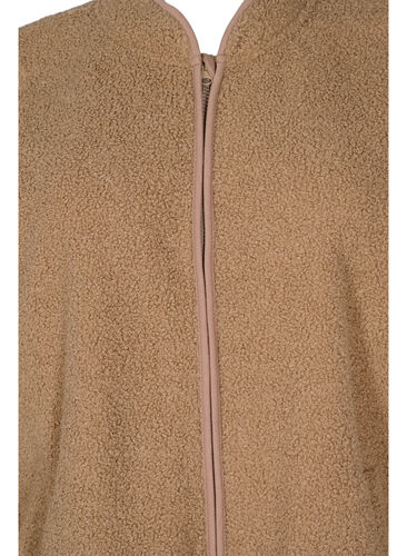 Teddyjacka med dragkedja och fickor, Brown, Packshot image number 2