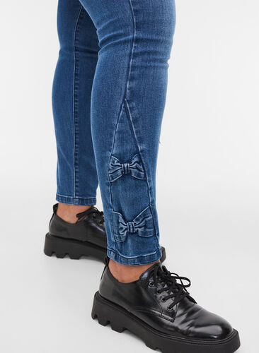 Super slim Amy jeans med rosett, Dark blue, Model image number 2