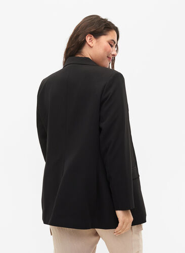 Klassisk blazer med knapp, Black, Model image number 1
