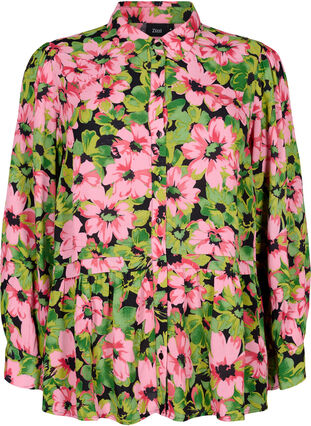 Blommig skjorta i viskos, Pink G. Flower AOP, Packshot image number 0
