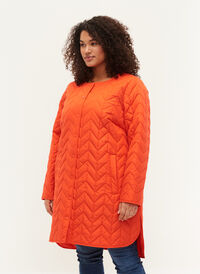 Quiltad jacka med knappar, Tangerine Tango, Model