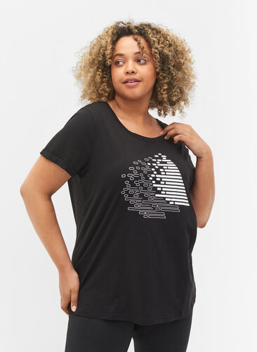  T-shirt till träning med print, Black w. White, Model image number 0