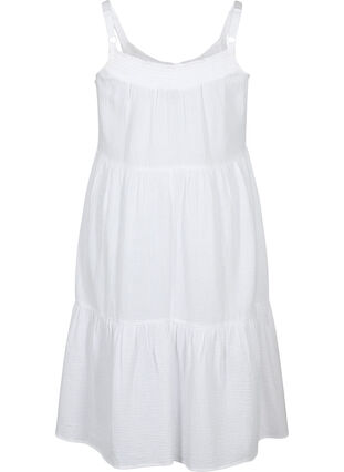 Enfärgad klänning i bomull, Bright White, Packshot image number 1