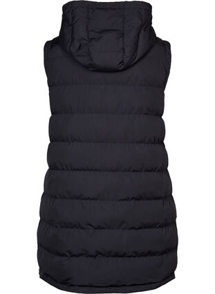 Lång väst med huva och knappar, Black, Packshot image number 1
