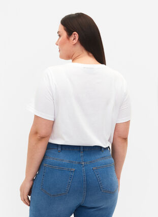T-shirt i bomull med rund hals och tryck, Bright White W. Love, Model image number 1