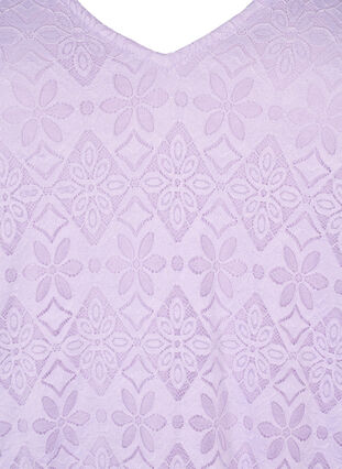 V-ringad klänning i spets med långa ärmar, Pastel Lilac, Packshot image number 2