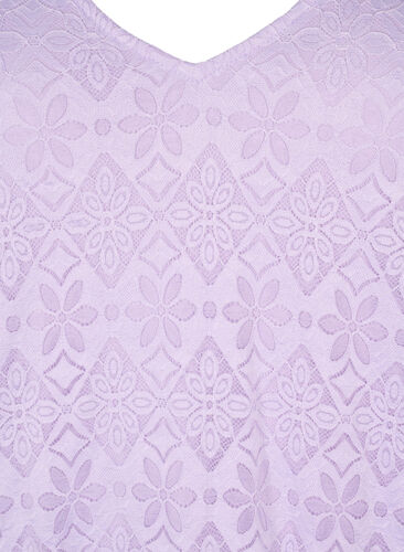 V-ringad klänning i spets med långa ärmar, Pastel Lilac, Packshot image number 2